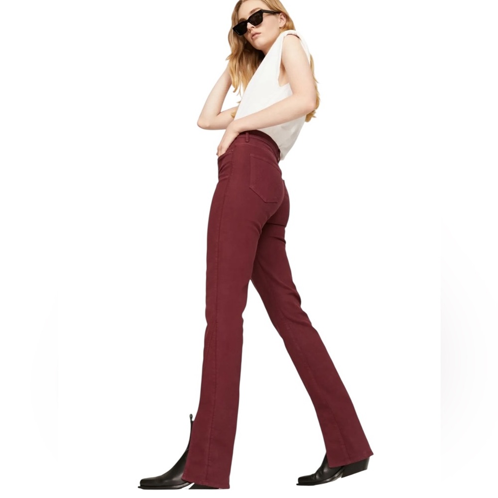 MOTHER Jeans- Rascal Sloced Up Jean in Maroon - Picture 4 of 9